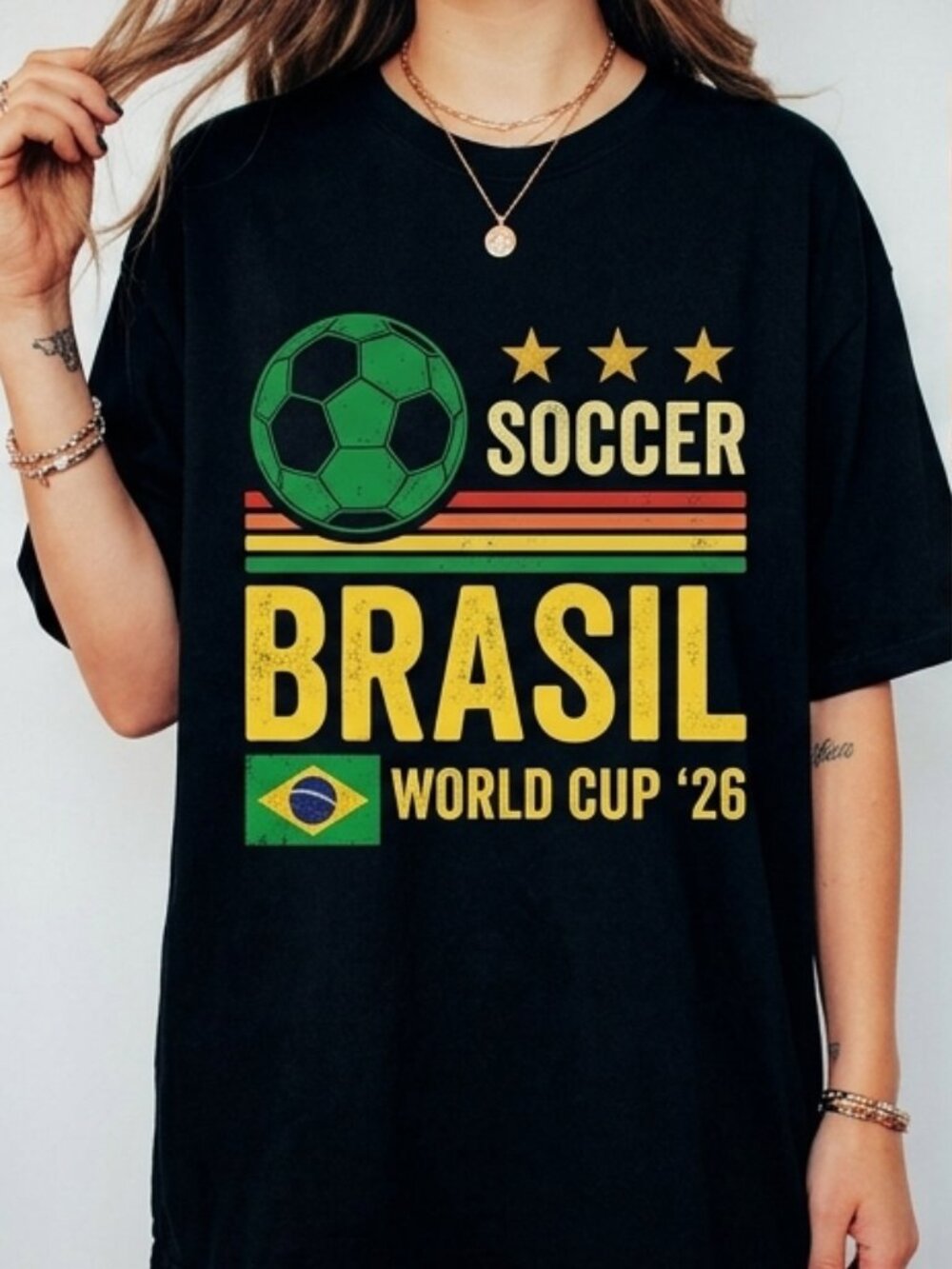 Vintage Brazil Soccer Tee, Retro Football Fan Graphic Shirt